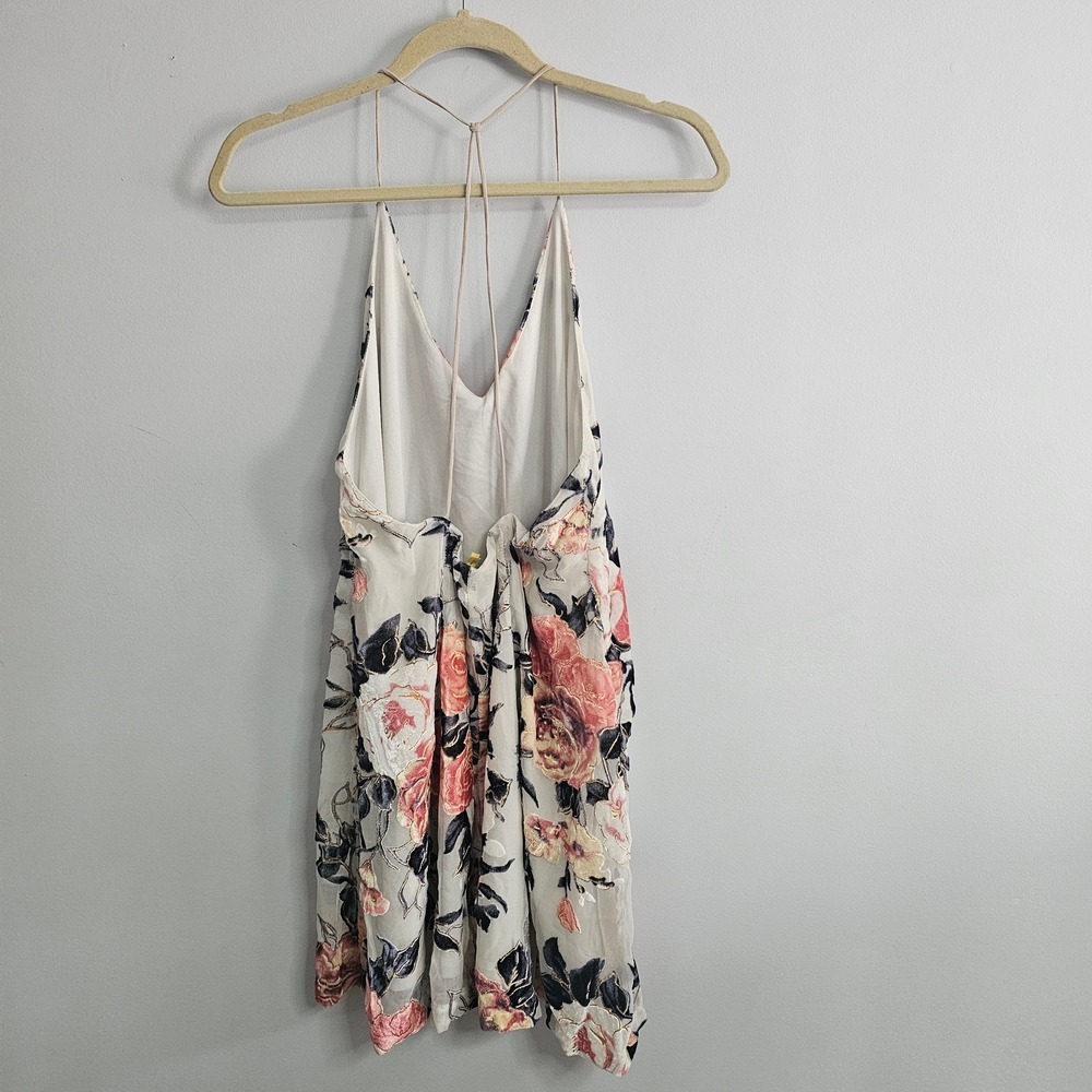 Abeline S Floral Burnout Velvet Mini Dress Low Back A Line Summer Casual Party ~ - Picture 2 of 7